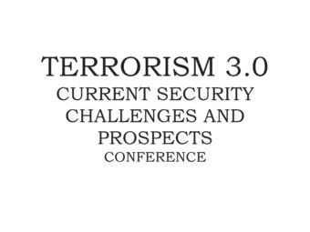 Terrorism 3.0 — Current Security Challenges And Prospects (Registration)